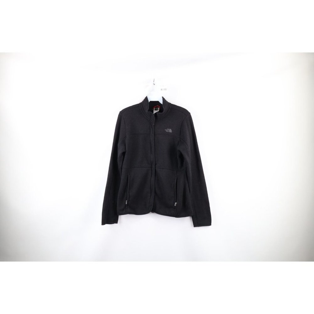 Vintage The North Face Womens Medium Spell Out Full Zip Sweater Jacket Black